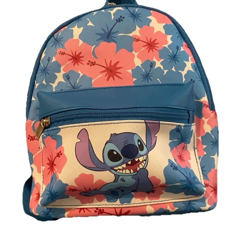 Disney Stitch Mini Backpack Blue and Pink Tropical Design